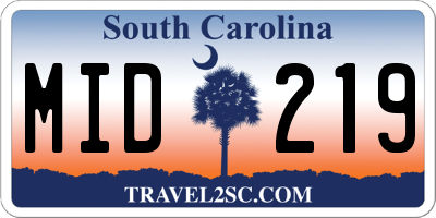 SC license plate MID219