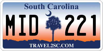 SC license plate MID221