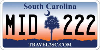 SC license plate MID222