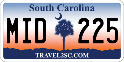 SC license plate MID225