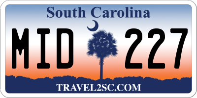 SC license plate MID227