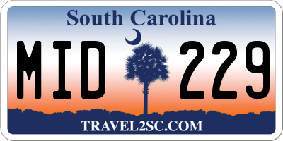 SC license plate MID229
