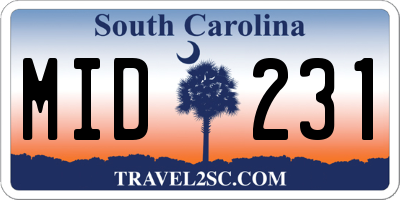 SC license plate MID231