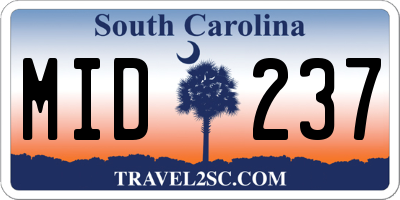 SC license plate MID237