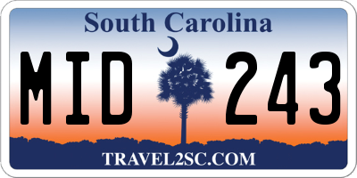 SC license plate MID243