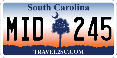 SC license plate MID245