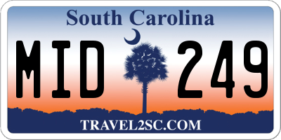 SC license plate MID249