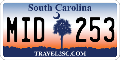 SC license plate MID253