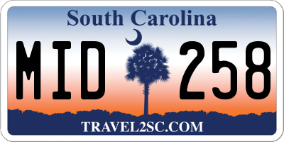 SC license plate MID258