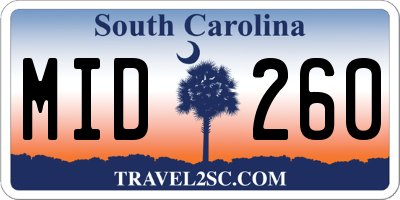 SC license plate MID260
