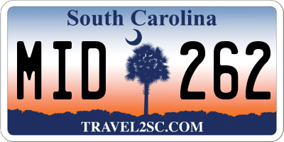 SC license plate MID262