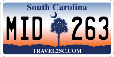 SC license plate MID263