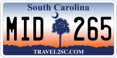 SC license plate MID265