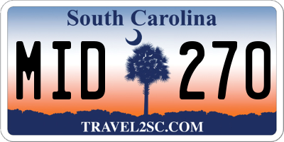 SC license plate MID270