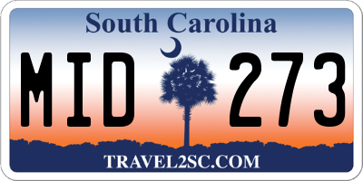 SC license plate MID273
