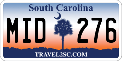 SC license plate MID276
