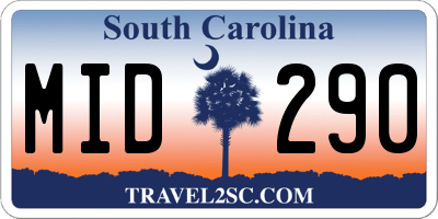 SC license plate MID290