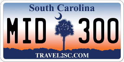 SC license plate MID300