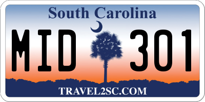 SC license plate MID301