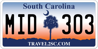SC license plate MID303