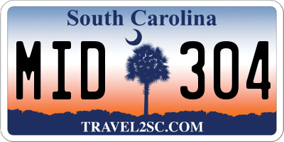 SC license plate MID304