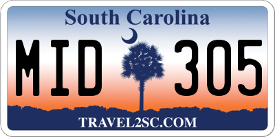 SC license plate MID305