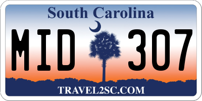 SC license plate MID307