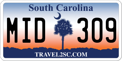 SC license plate MID309