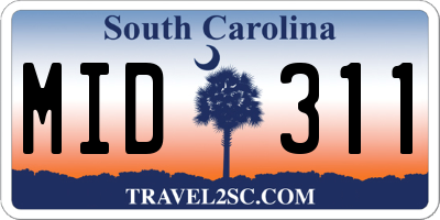 SC license plate MID311