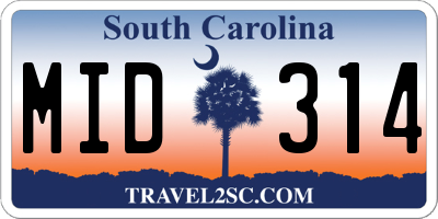 SC license plate MID314