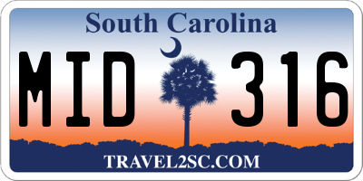 SC license plate MID316