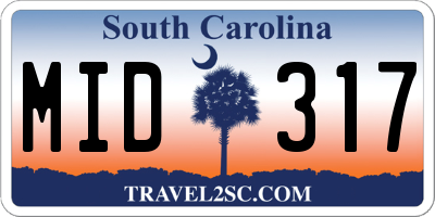 SC license plate MID317