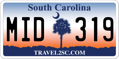 SC license plate MID319