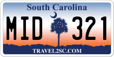 SC license plate MID321