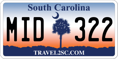 SC license plate MID322