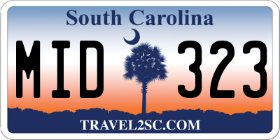 SC license plate MID323