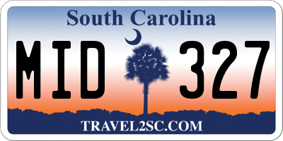SC license plate MID327