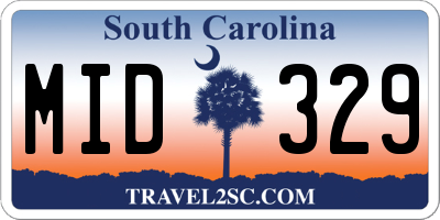 SC license plate MID329