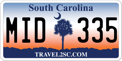 SC license plate MID335
