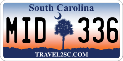 SC license plate MID336