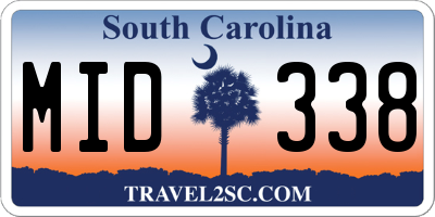 SC license plate MID338