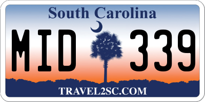 SC license plate MID339