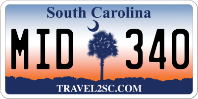 SC license plate MID340