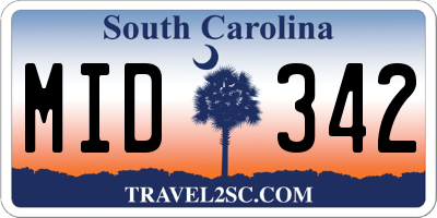 SC license plate MID342
