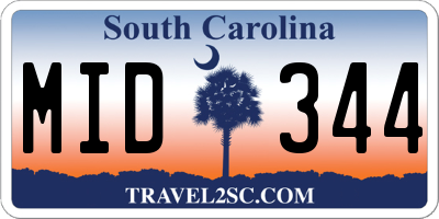 SC license plate MID344