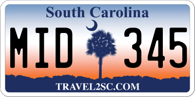 SC license plate MID345
