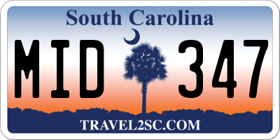 SC license plate MID347