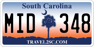 SC license plate MID348