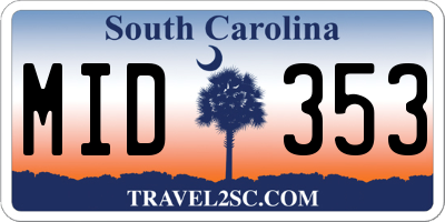 SC license plate MID353