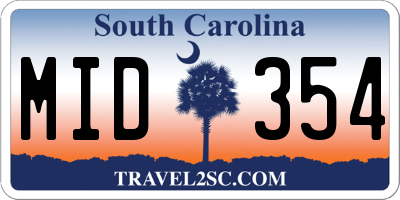 SC license plate MID354